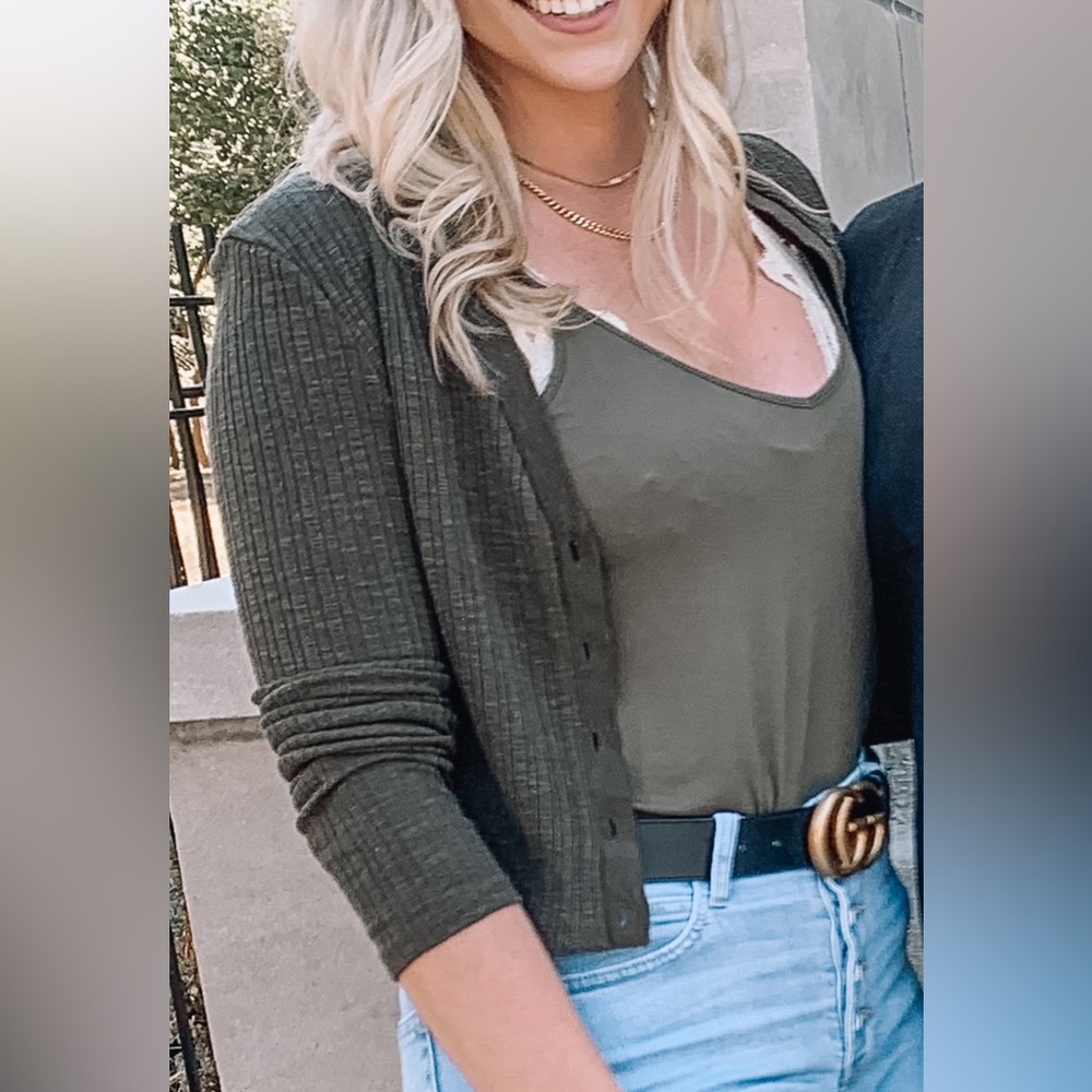 Two-Piece Army Green Tank Top and Sweater